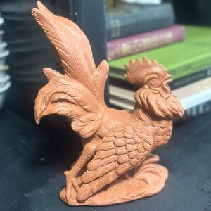 Terracotta colored Rooster Figurine